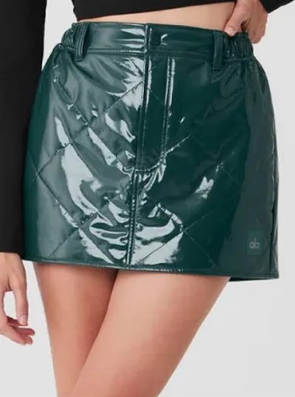Alo Yoga Sno Moto Puffer Mini Skirt in Midnight Green sz SMALL